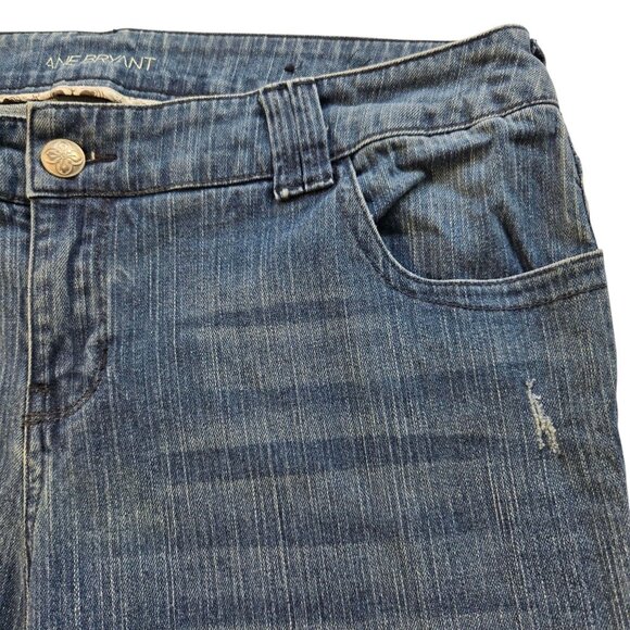 Lane Bryant Womens Size 20 Blue Distressed Denim Jeans Embroidered Pockets - Picture 13 of 16